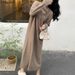 K New Knitted Dress With A Slimming Waistline, Suitable As A Base Layer, Long, Soft, And Warm, With A V-neck_ecoleips.com