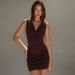 Women's Clothing 2026 Spring New Fashion Sexy V-Neck Slim Fit Ruched Bodycon Sleeveless Dress Wholesale_ecoleips.com