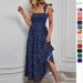 Self Shooting Cross Border Spring Sexy Backless Printed Holiday Style Suspender Dress For Women_ecoleips.com