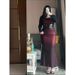C1I Set 100kg Strap Mermaid Dress Plus Size Pure Desire Sexy Ruched Slimming Long Sleeve Open_ecoleips.com