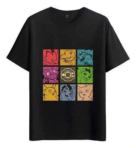 Women's T-Shirts Muscle Freaks Style T-shirt Digimon Drawings_ecoleips.com