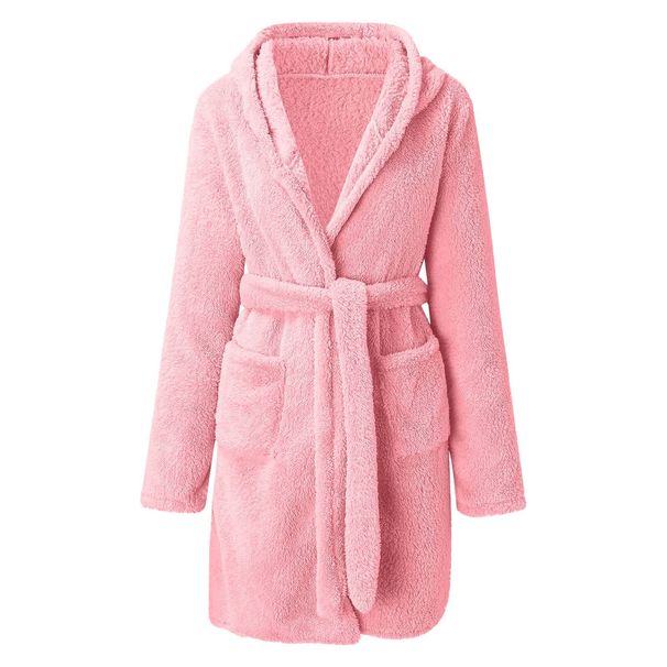 Aria Basics 2024 Cross-Border European American Foreign Trade Autumn And Winter Warm Bathrobe With Hood, Home Wear, Plush_ecoleips.com