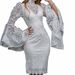 Women's Clothing Lace Embroidery Trumpet Sleeve Dress Slim Banquet Evening Dress_ecoleips.com