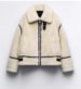 Women's Korean Style Fleece-Lined Faux Shearling Jacket Winter Casual Oversized Coat With Stand Collar - White_ecoleips.com
