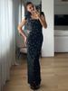TARUXY Black Bows Evening Holiday Dress For Women Hollow Sexy Long Spaghetti Strap Dress See Through Sleeveless Elegant Vestido_ecoleips.com