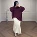 Verve New Muslim Loose Long Sleeve Top And Color Block Skirt Set_ecoleips.com