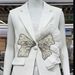Elegant Pearl Bow Tie Vest For Women, Charming Sleeveless Blazer Waistcoat With 3d Floral Embroidery, Office Casual Layering Piece (White, Black)_ecoleips.com