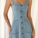 Women's Clothing New Denim Mid Length Dress Backless Sling High Waist Long Skirt Temperament Commuting_ecoleips.com