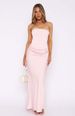 Women's High End Satin Strapless Tie Back Corset Bone Bodycon Pencil Long Maxi Dress_ecoleips.com