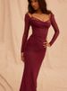 Mozision Elegant Sheer Long Sleeve Sexy Maxi Dress For Women Fashion Mesh Strapless Backless Club Party Sexy Long Dress 2024_ecoleips.com