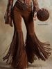 Women's Suede Trousers Retro Western Fringe Design New Arrivals For Ladies_ecoleips.com