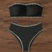 2024 Swimwear New Solid Color European And American Sexy Strapless Bikini Women's Two-Piece Swimsuit High Waist_ecoleips.com