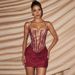 Women's Elegant Square Neck Dress Lace Print Line Pleated Patchwork European American Style Spring Summer New Cross Border Clothing_ecoleips.com