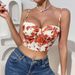 Retro Floral Bustier Top – Lace-Up Corset Style Crop Top With Adjustable Straps (Sheer Mesh, Waist Cinching, Sexy Bralette For Women)_ecoleips.com