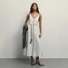 Modern Black & White Contrast Sleeveless Jumper Dress, Deep V-Neck Tie-Waist Bodycon Midi Dress For Women, Chic A-Line Shift Dress For Daily Wear_ecoleips.com