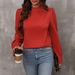 Aria Basics Aria Basics 2025 Cross-border European And American Style Women's Top, Half-high Collar, Pleated, Long-sleeved, Slim-fit Shirt_ecoleips.com