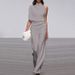 Women's clothing pants solid color one-shoulder pile collar jumpsuit hot selling hot dress pants_ecoleips.com