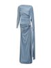 Women's Pleated Asymmetrical Slim Fit Floor Length Dress with Flowing Ribbons Southeast Asia Spring New 2026 Gown_ecoleips.com