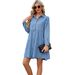 European And American Cross-Border Trade Wish Spring New Washed Loose Casual Denim Mid-Length Dress For Women_ecoleips.com