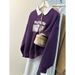 Real Shot Of 2024 Women's Color-blocked Long-sleeve Sweatshirt With A Turn-down Collar, New Spring/autumn Style, Large_ecoleips.com