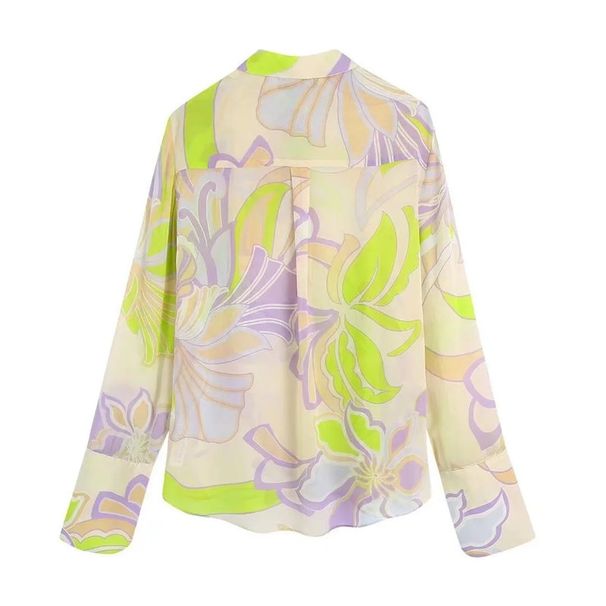 Women's Retro Floral Print Shirt & Straight Pants Set – Elegant Office Wear, Breathable Polyester Blend, Classic Long Sleeve With Pockets (XS- L)_ecoleips.com