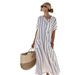 Temperament: Short-Sleeved Bow Pockets, Large Swing Loose Long Skirt_ecoleips.com