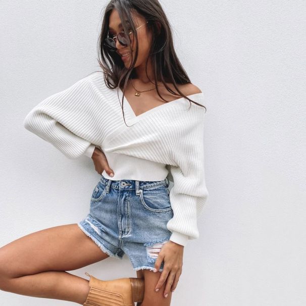 Women's Oversized Knit Sweater Soft Casual Long Sleeve Pullover Top With Lantern Sleeves - Spring Fashion Solid Color Loose Fit Tunic For Daily Wear _ecoleips.com