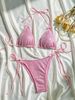 Women's Clothing Sexy Solid Color Bow Bikini Bikini Women's Beach Vacation_ecoleips.com
