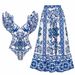 Women's Clothing Exclusive New Women's Sun Protection Swimwear Gauze Skirt Printed Swimsuit Female Bikini_ecoleips.com