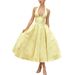 Women's Elegant V Neck Halter Jacquard Sleeveless Backless Belted Maxi Dress – Spring Summer Evening Gown_ecoleips.com