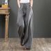 Suitable For All Seasons 2025 Spring Summer Literary Cotton Women's Loose Plus Size Wide Leg High Waist Floor-Length Straight Long Linen Pants_ecoleips.com