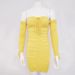 Women Stylish Elegant Dress With Solid‑Color Patchwork Design, Trendy Off‑Shoulder Neckline, Long Sleeves And Strapless Bandeau Detail_ecoleips.com