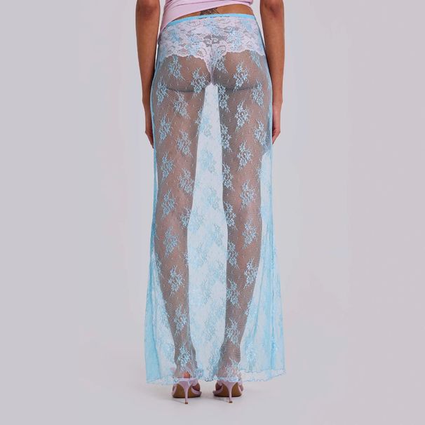Women's Sheer Hollow Out Long Midi Lace Mesh Skirt Versatile_ecoleips.com
