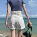 Women's Super High-Waisted Denim Shorts Straight Leg Double Buckle Loose Fit Rolled Hem Wide Leg Hot Pants Trendy Summer Style_ecoleips.com