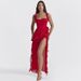 Summer Fashionable Ruffled Patchwork Dress for Women Sexy Elegant Slit European American Style Cross Border New 2025_ecoleips.com