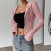 Women's Slim Fit Knitted Cardigan Autumn/Winter Style Sports Sweatshirt Short Zipper Hoodie Top_ecoleips.com