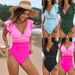 Women's Clothing New Mesh Stitching Solid Color Stitching Swimsuit_ecoleips.com