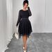 Elegant Bow-Print A-Line Dress – Slimming Black Dress With Flowy Chiffon Fabric_ecoleips.com