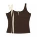 Summer New Women's Retro Color Block Vest Slim Fit Short Top American Street Style Hot Girl Trend 2025_ecoleips.com