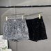 Sequin Embroidered High-Waist Shorts For Women - Stretchy Slim-Fit Hot Pants With Pockets, Black & Silver Glam Style_ecoleips.com