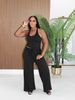 Women's Halter Neck High-Waisted Wide-Leg Pants Set Casual Summer Two-Piece Outfit with Pockets_ecoleips.com