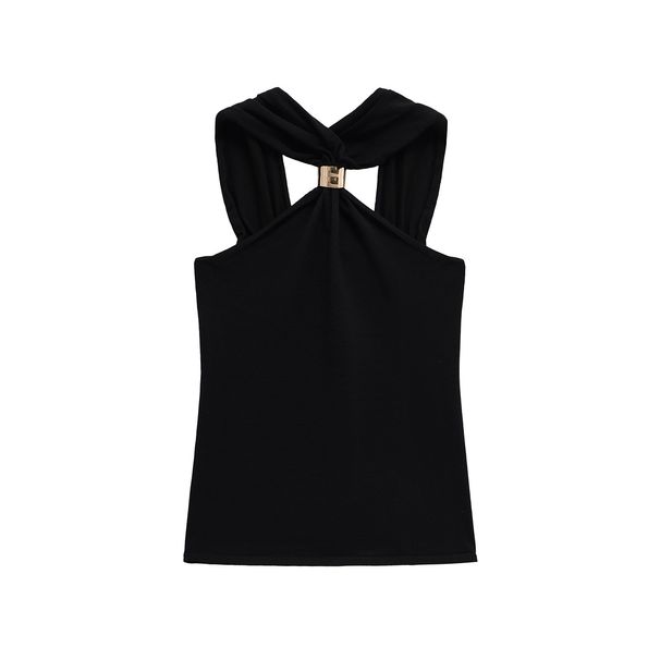 ZA Self-made European And American Style Fashion Foreign Trade Wholesale Halter Sexy Backless Tank Top Women With A_ecoleips.com