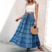 Women's Clothing Fashion Blue Waist Elastic Tie Denim Skirt_ecoleips.com