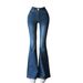 High-Waisted Stretchy Flared Jeans Korean Style with Double Buttons 0.8 Cm Hip Enhancing Padding Butt Lifting Effect Women's Denim_ecoleips.com