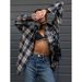 French Retro Plaid Shirt For Commuting, Casual Street Style, And Autumn/Winter Wear_ecoleips.com