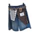 Vintage Lace Plaid Stitching Denim Shorts Women's Summer High Waist Five-point Wide Legs_ecoleips.com