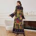 Directly Supplied By The Manufacturer, Yiduoduo's New Cross-border Middle Eastern Printed V-neck Dress, Women's Elegant_ecoleips.com