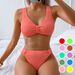 High Waist Solid Color Bikini Style Cover Belly Split Design Women's Swimsuit Sexy Vacation Fashion_ecoleips.com