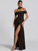 Mozision Off-shoulder Backless Sexy Maxi Dress Women Fashion Strapless Sleeveless Pleated Thigh High Split Club Party Long Dress_ecoleips.com