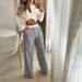 Women's Clothing new summer sexy V-neck exposed waist long-sleeved high-waisted straight pants suit_ecoleips.com